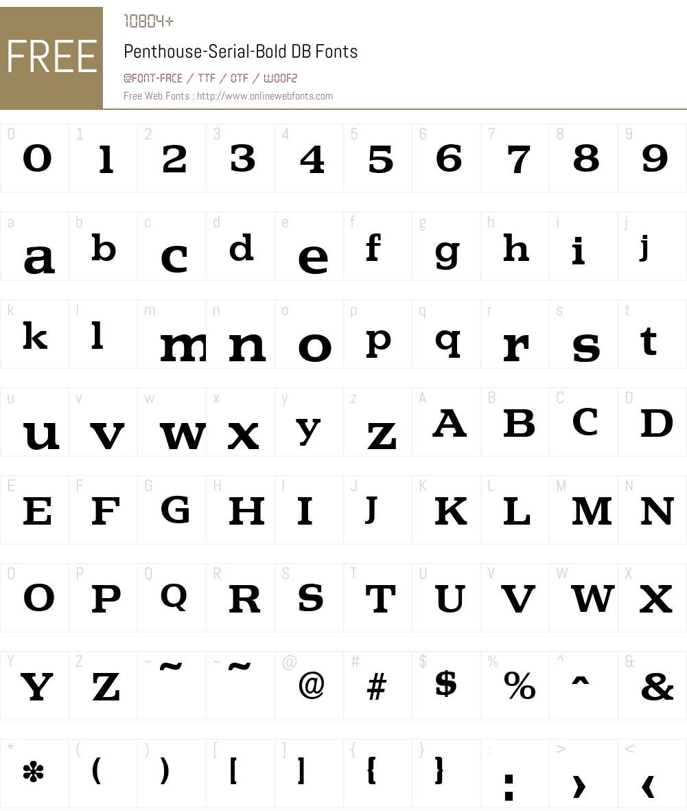 Penthouse-Serial DB Font Screenshots