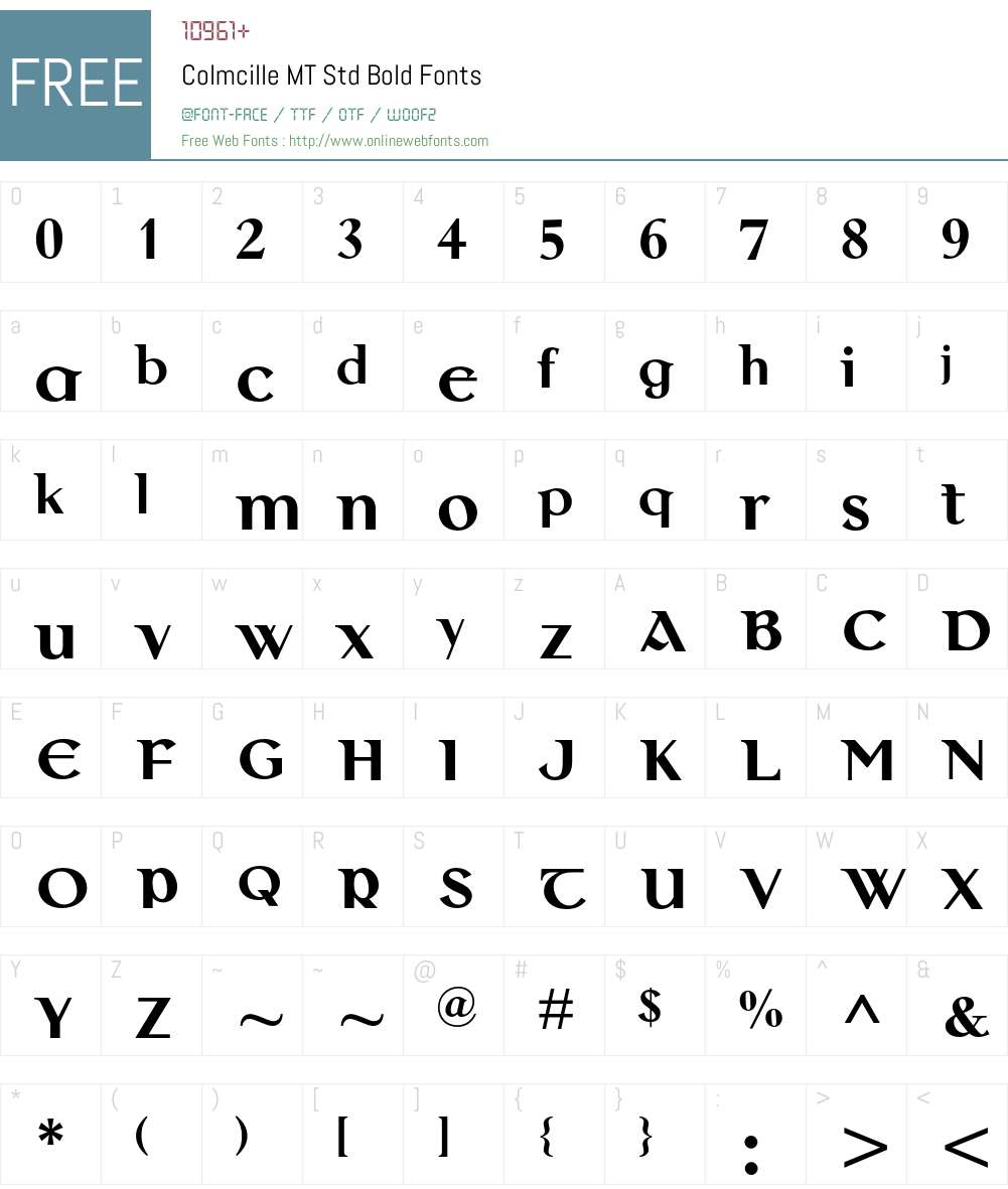 Colmcille MT Std Font Screenshots