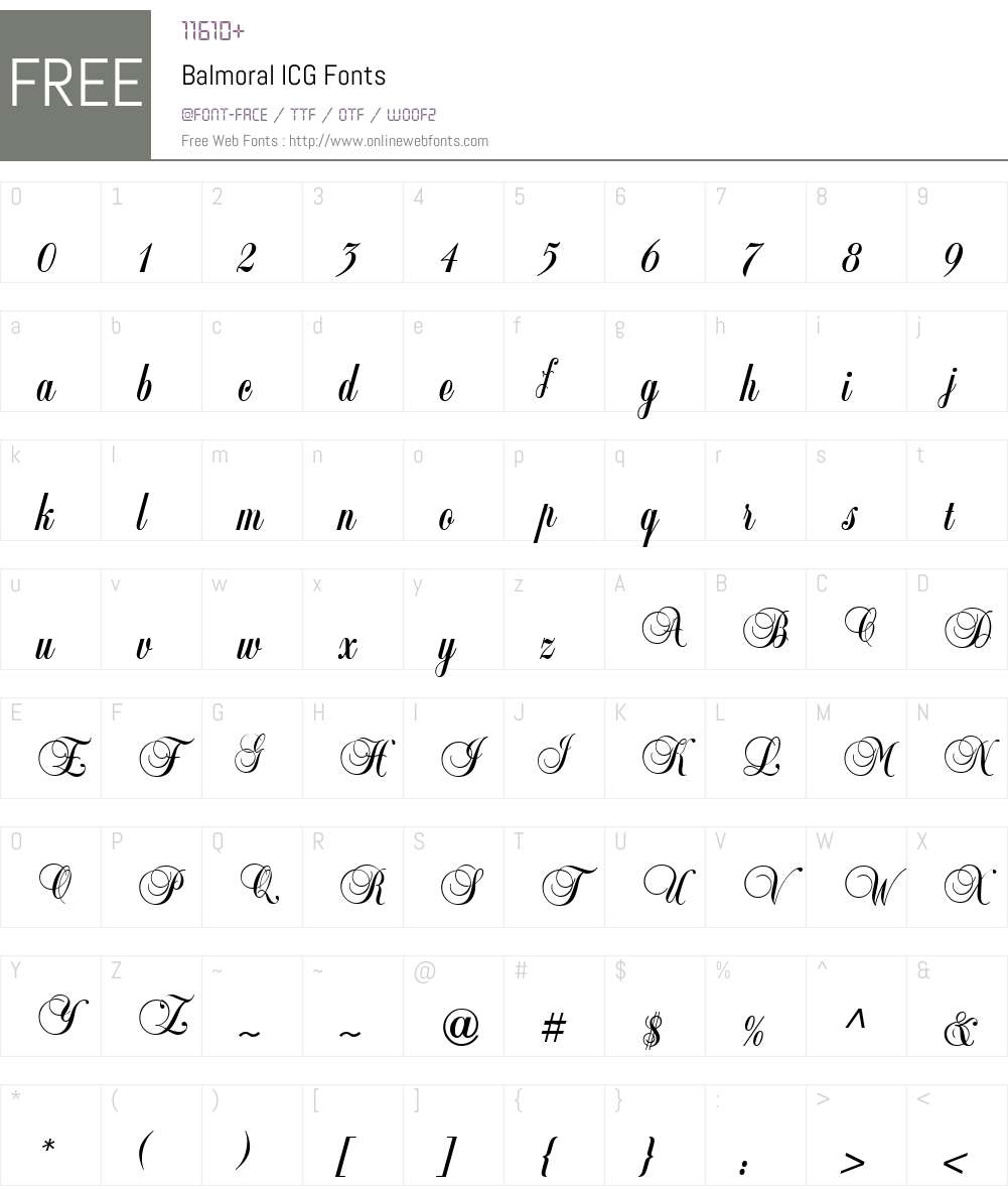 Balmoral ICG Font Screenshots