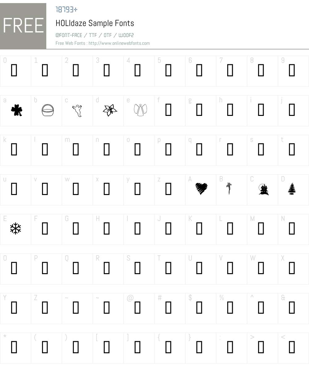 HOLIdaze Sample Font Screenshots