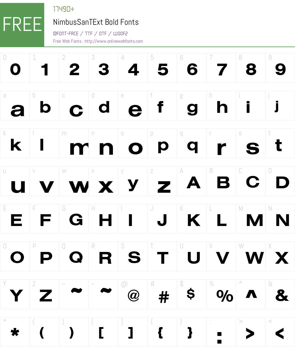 NimbusSanTExt Font Screenshots