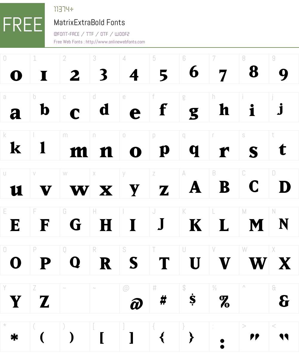 MatrixExtraBold Font Screenshots