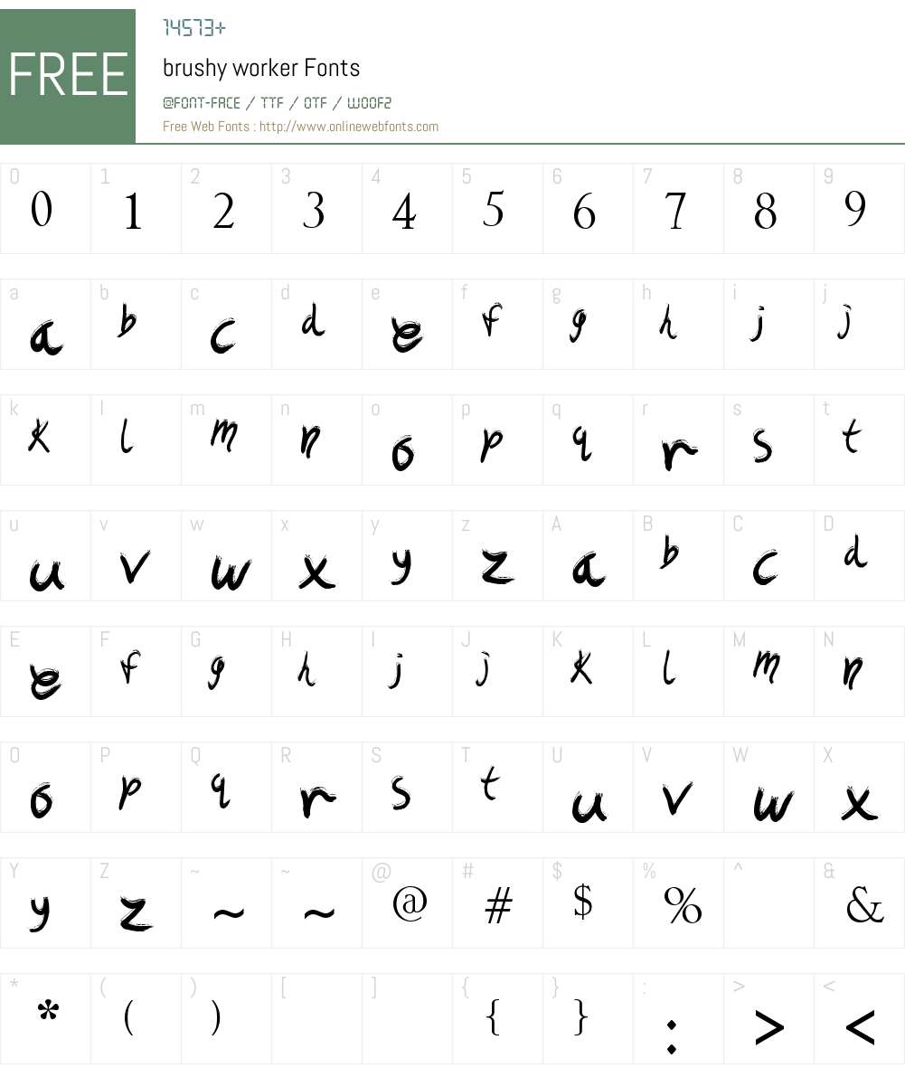 brushy worker Font Screenshots