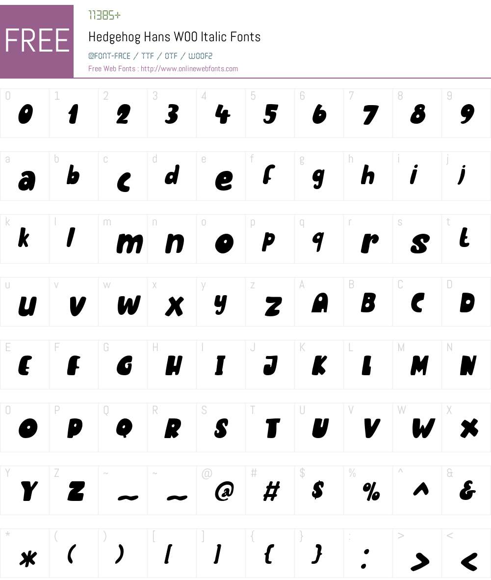 HedgehogHansW00-Italic Font Screenshots