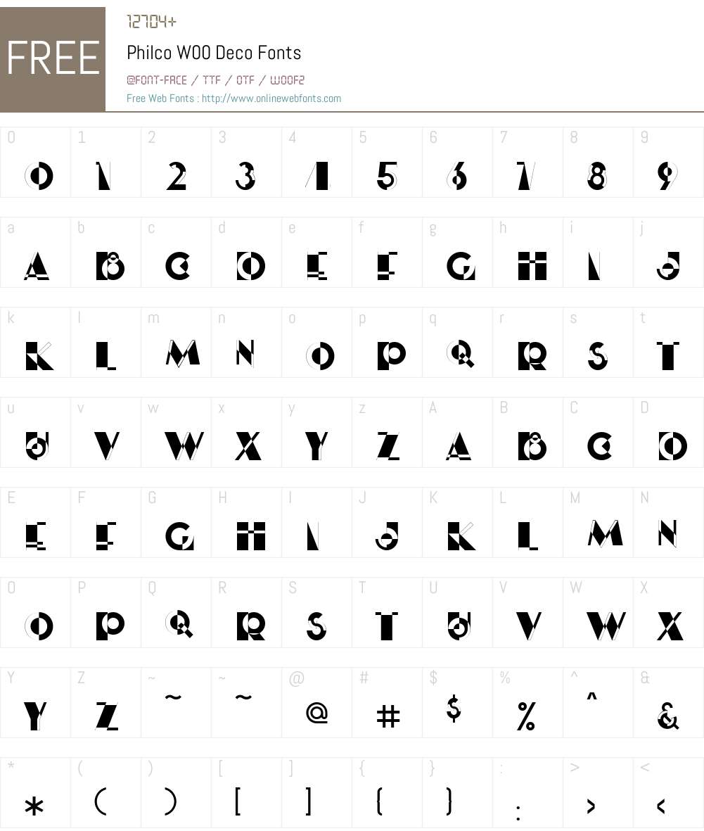 PhilcoW00-Deco Font Screenshots