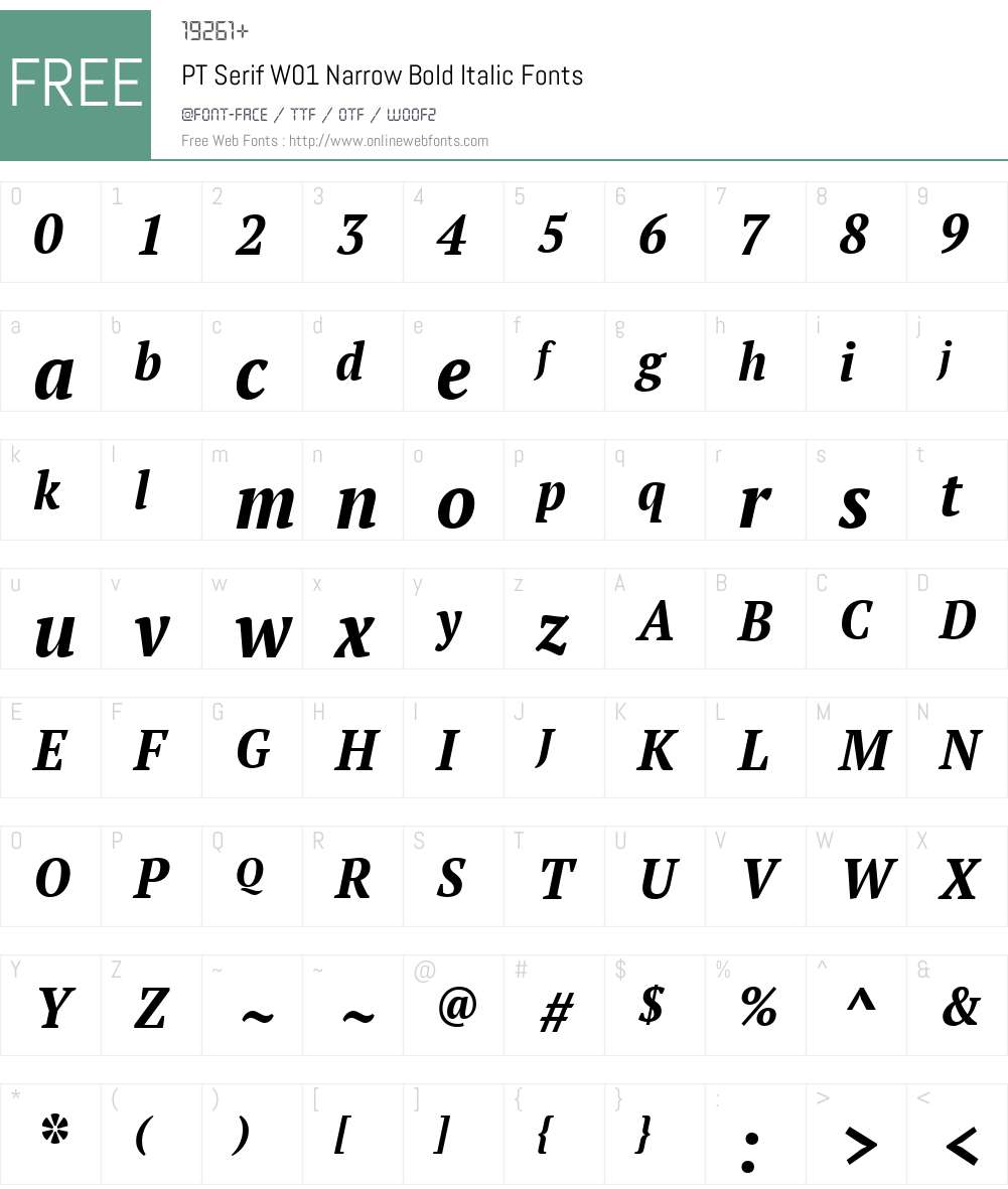PTSerifW01-NarrowBoldItalic Font Screenshots