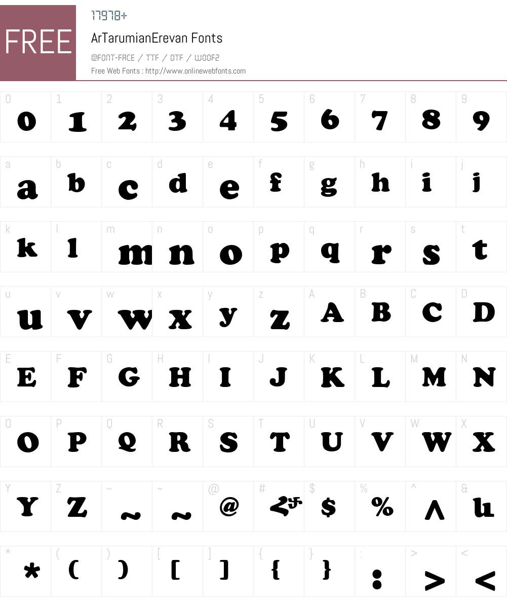 ArTarumianErevan Font Screenshots