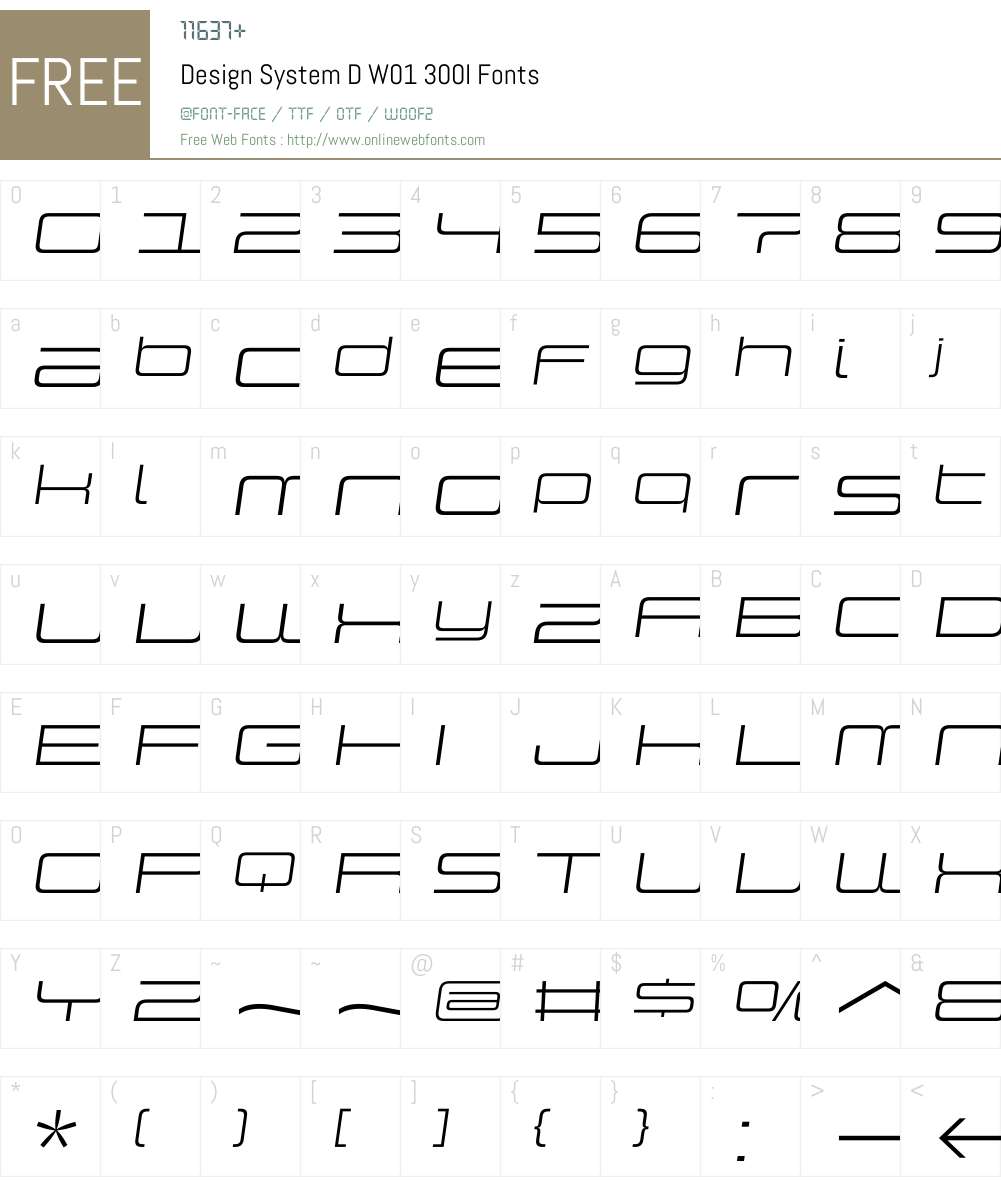 DesignSystemDW01-300I Font Screenshots