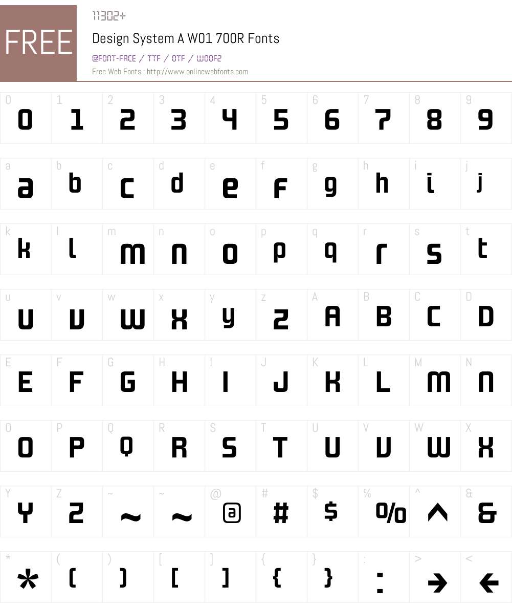 DesignSystemAW01-700R Font Screenshots