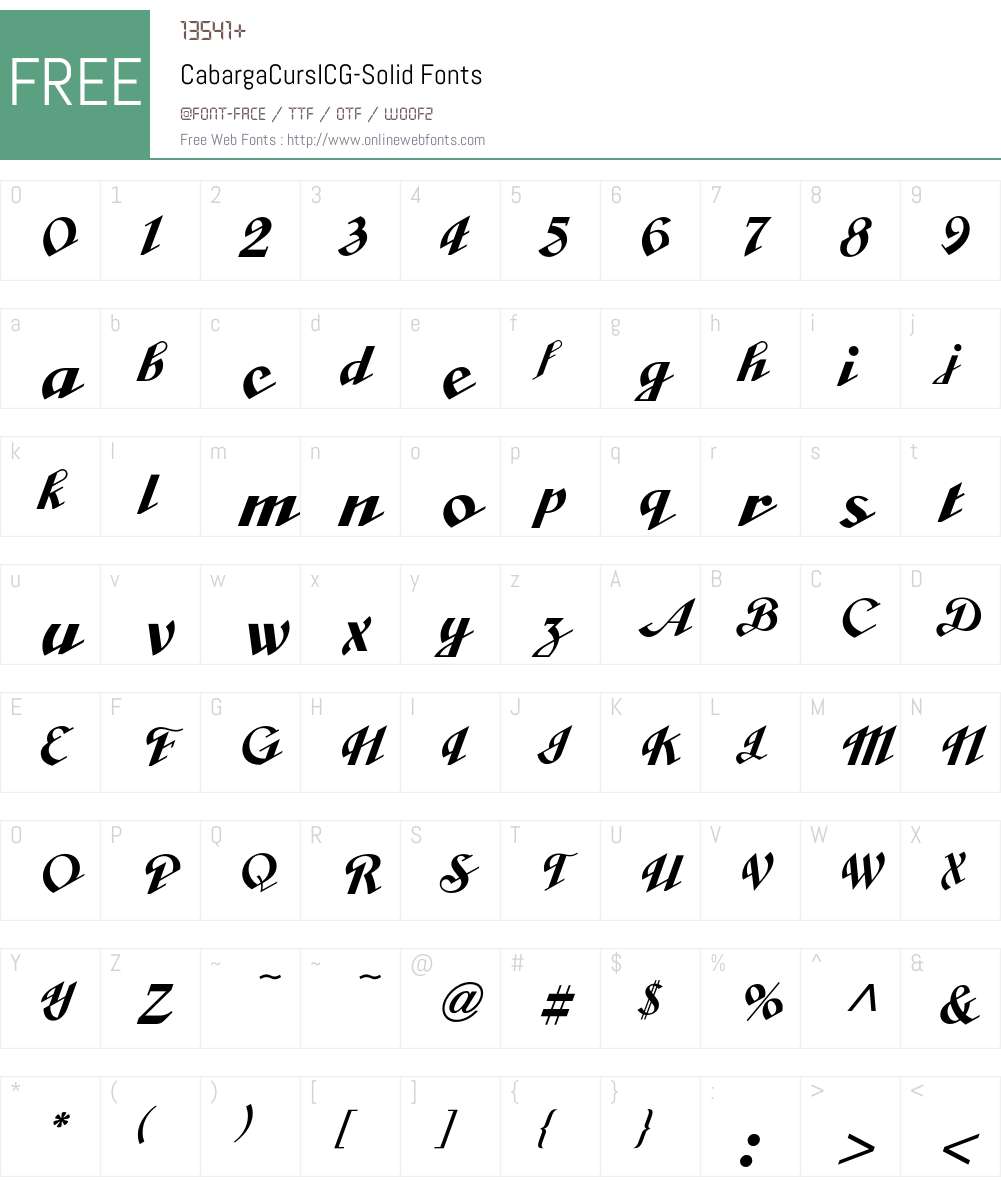 CabargaCursICG Font Screenshots