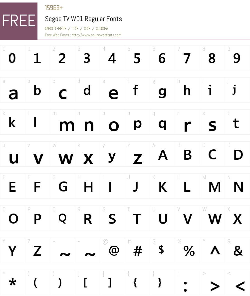 SegoeTVW01-Regular Font Screenshots