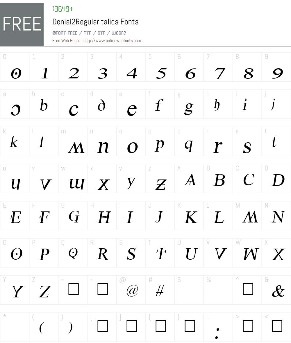 Denial2RegularItalics Font Screenshots