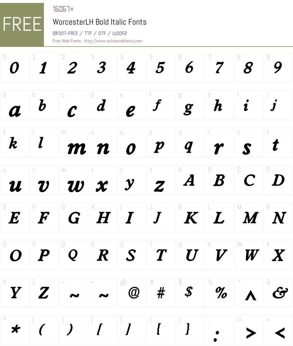 WorcesterLH Font Screenshots