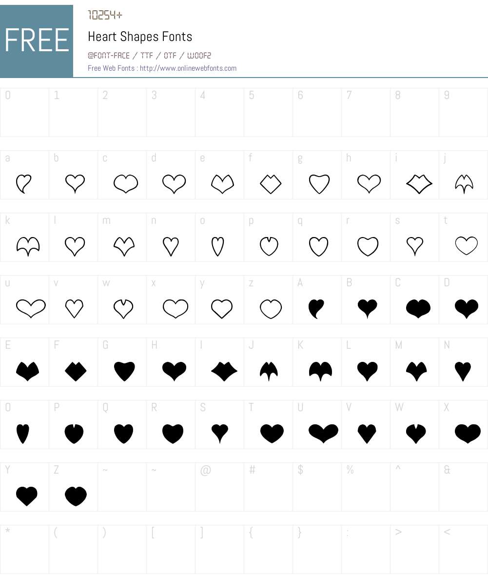 Heart Shapes Font Screenshots