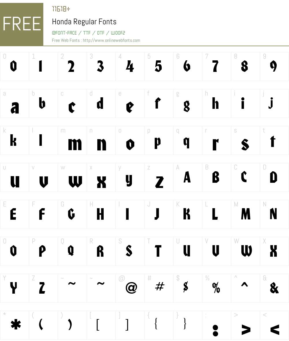Honda Font Screenshots