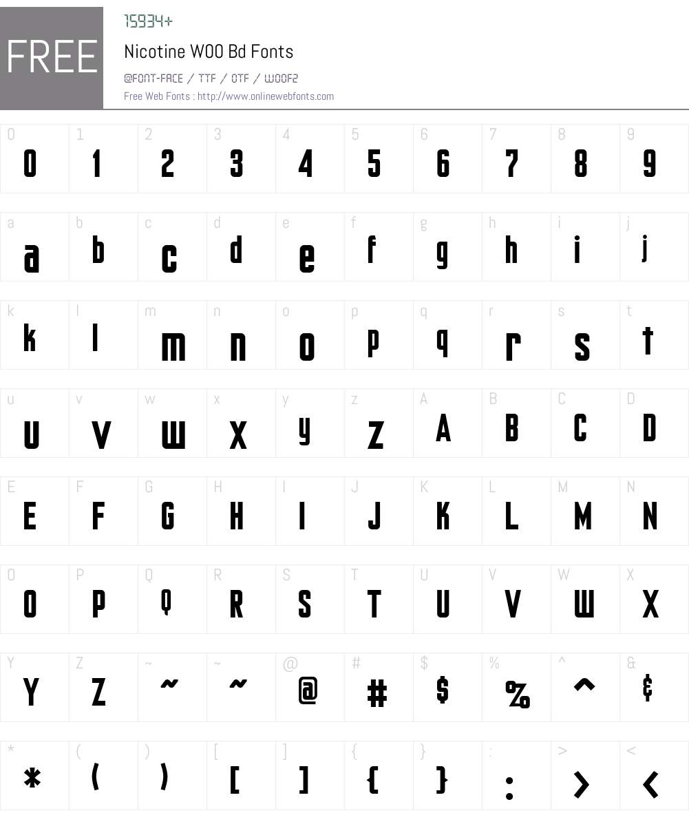 NicotineW00-Bd Font Screenshots