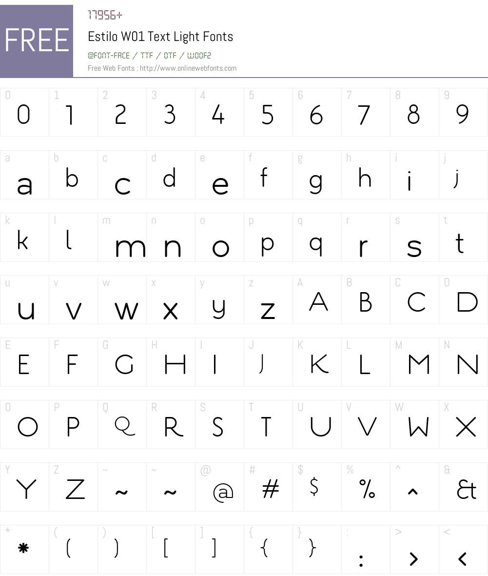 EstiloW01-TextLight Font Screenshots