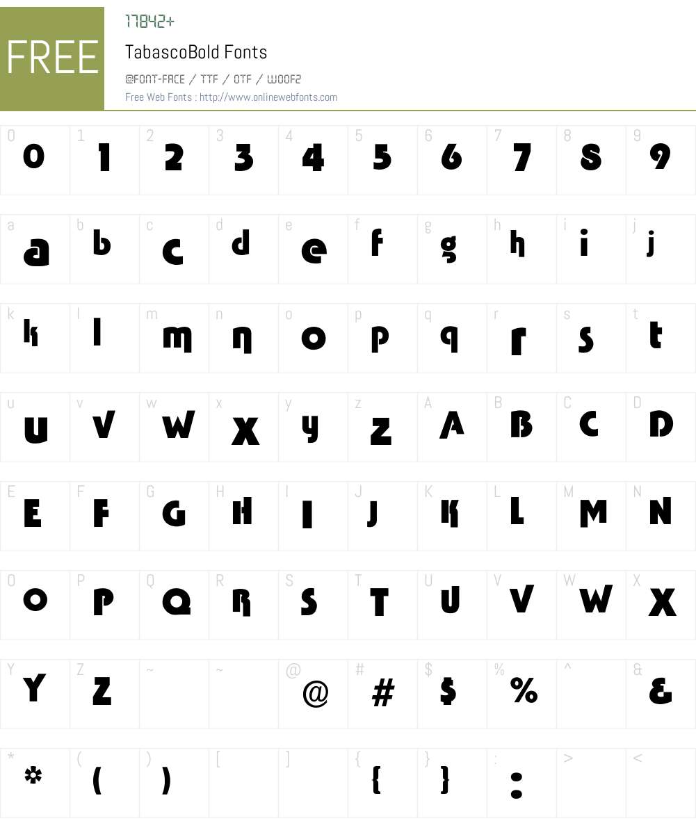 TabascoBold Font Screenshots