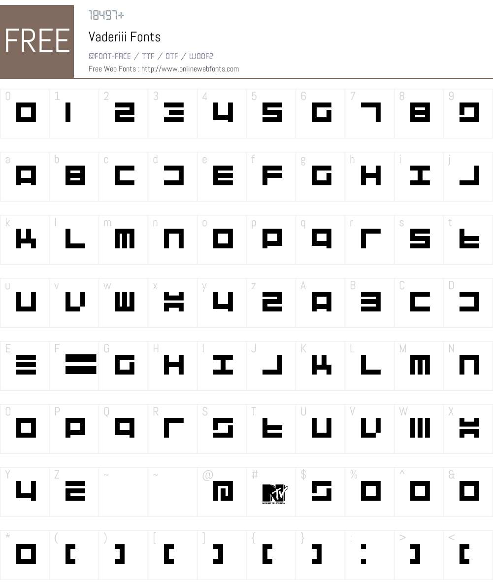 Vaderiii Font Screenshots