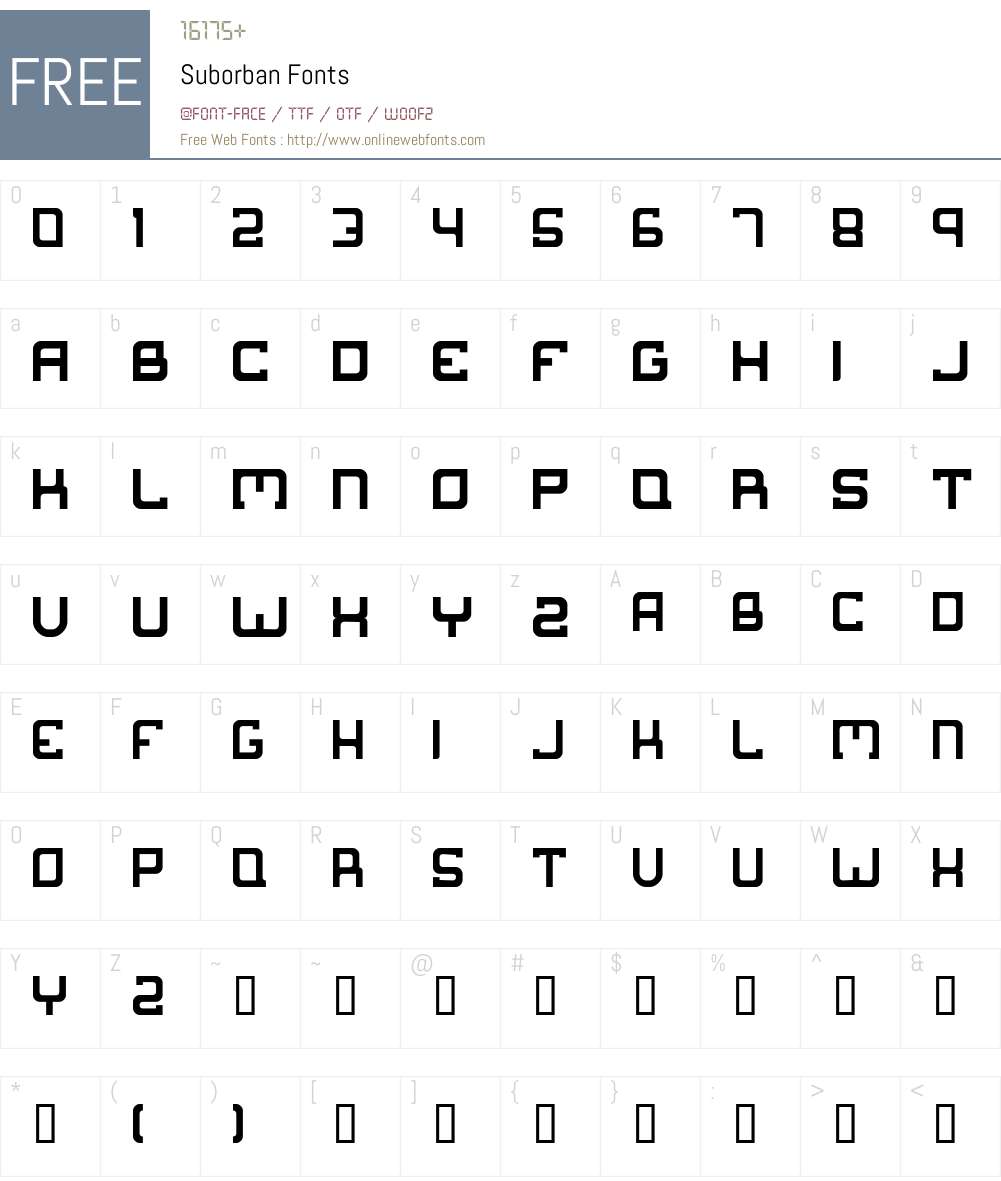 Suborban Font Screenshots