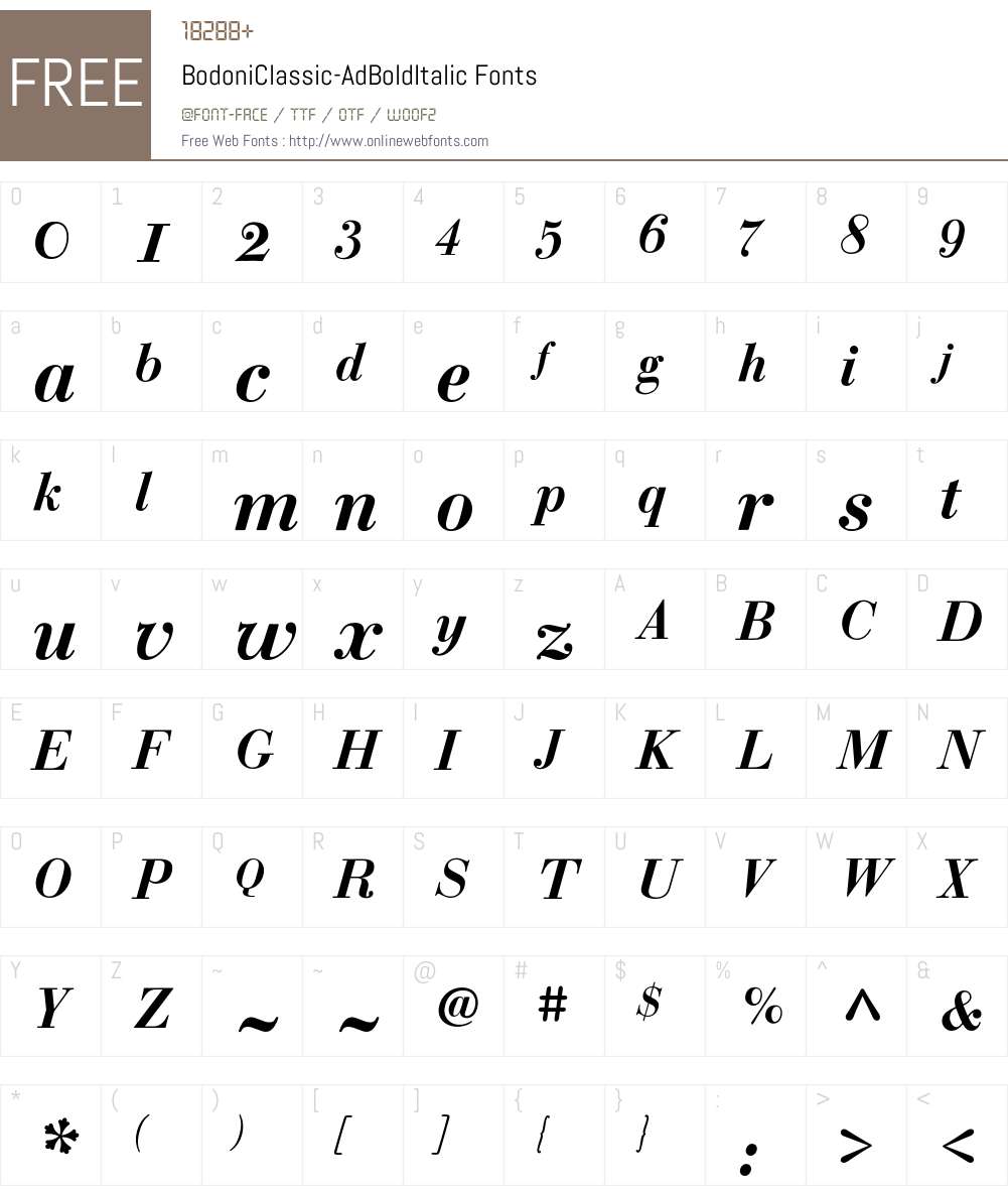 BodoniClassic Font Screenshots