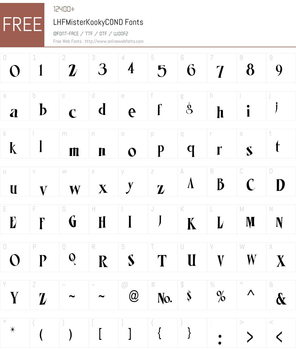 LHFMisterKookyCOND Font Screenshots