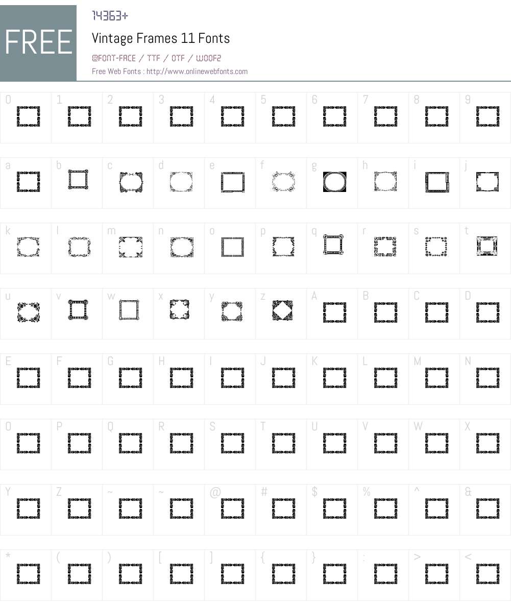 Vintage Frames 11 Font Screenshots