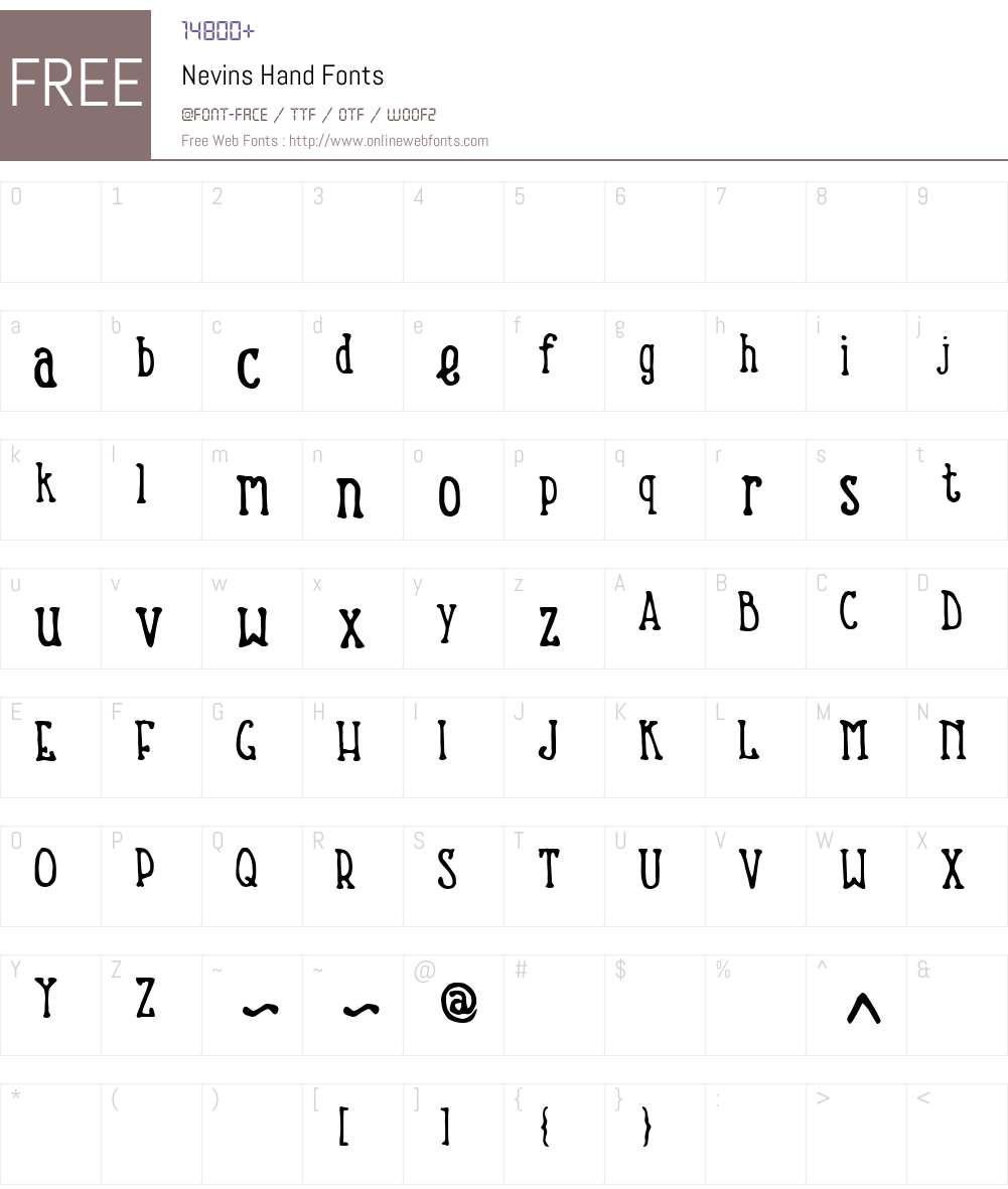 Nevins Hand Font Screenshots