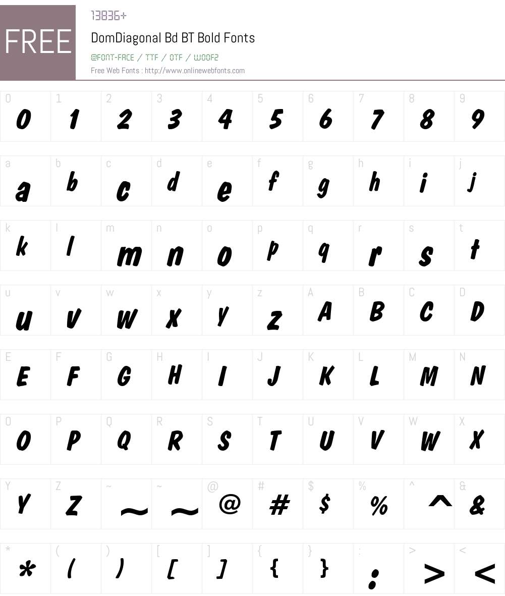 DomDiagonal Bd BT Font Screenshots