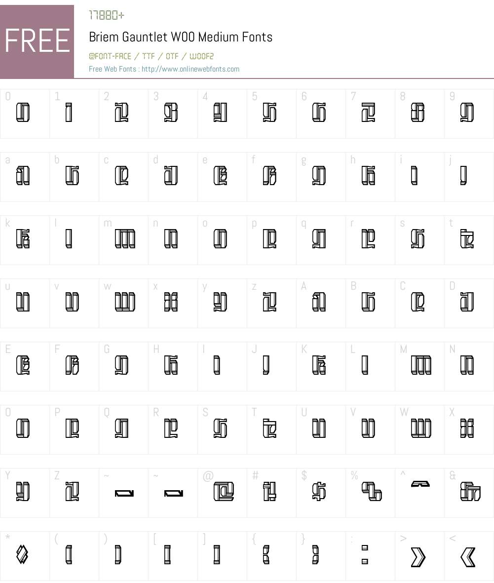 BriemGauntletW00-Medium Font Screenshots