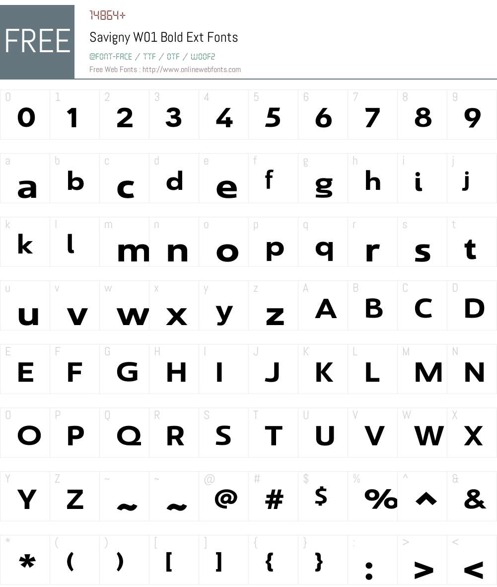 SavignyW01-BoldExt Font Screenshots