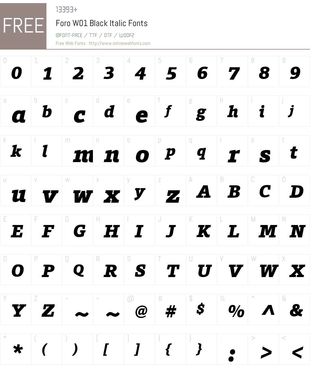 ForoW01-BlackItalic Font Screenshots