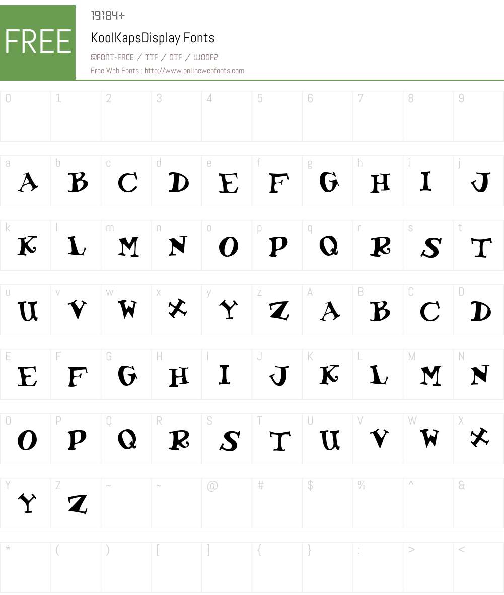 KoolKapsDisplay Font Screenshots