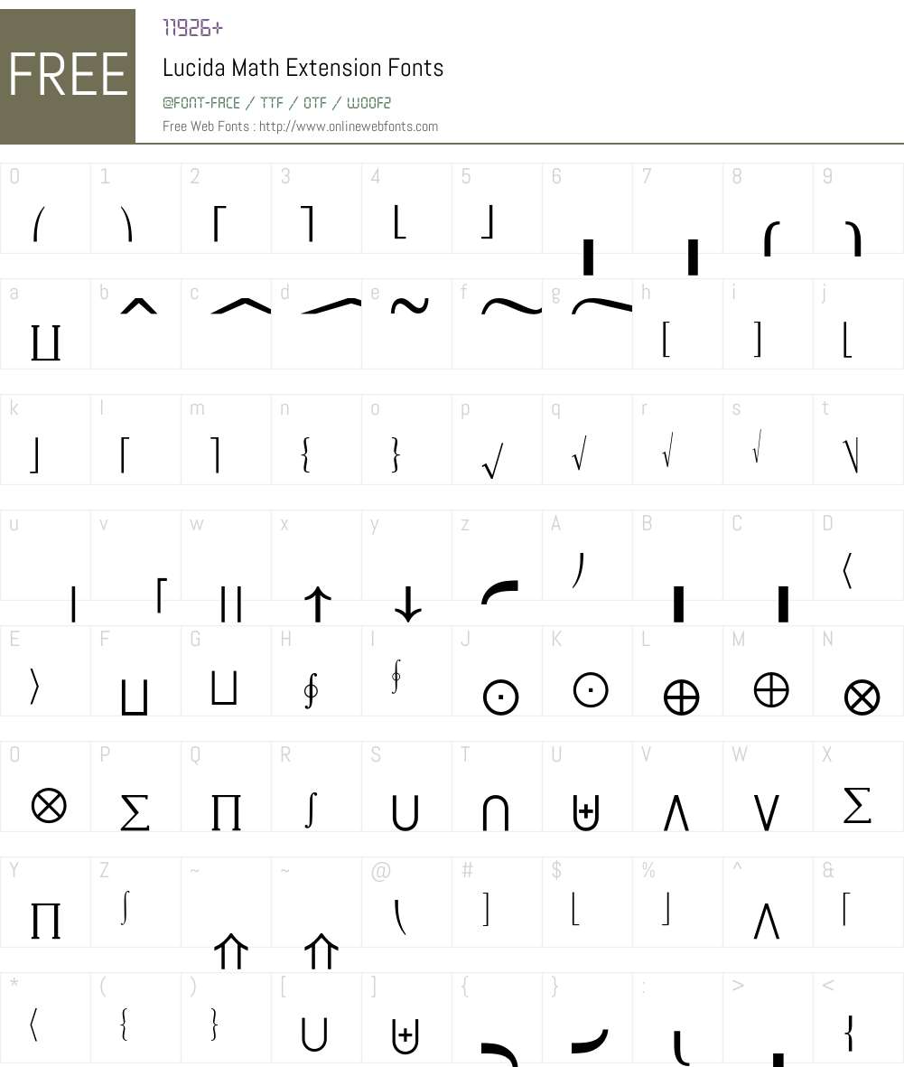 Lucida Math Font Screenshots