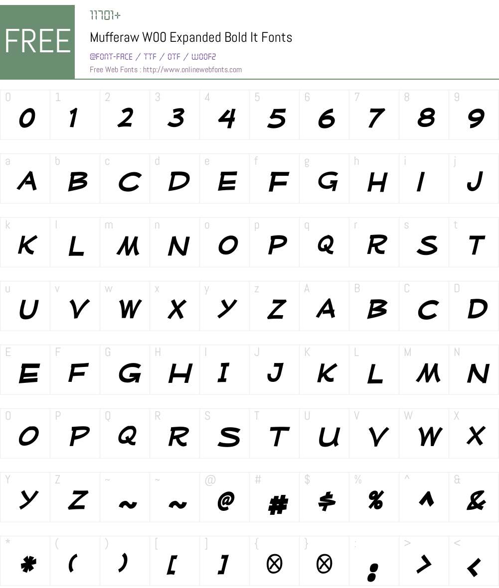 MufferawW00-ExpandedBoldIt Font Screenshots