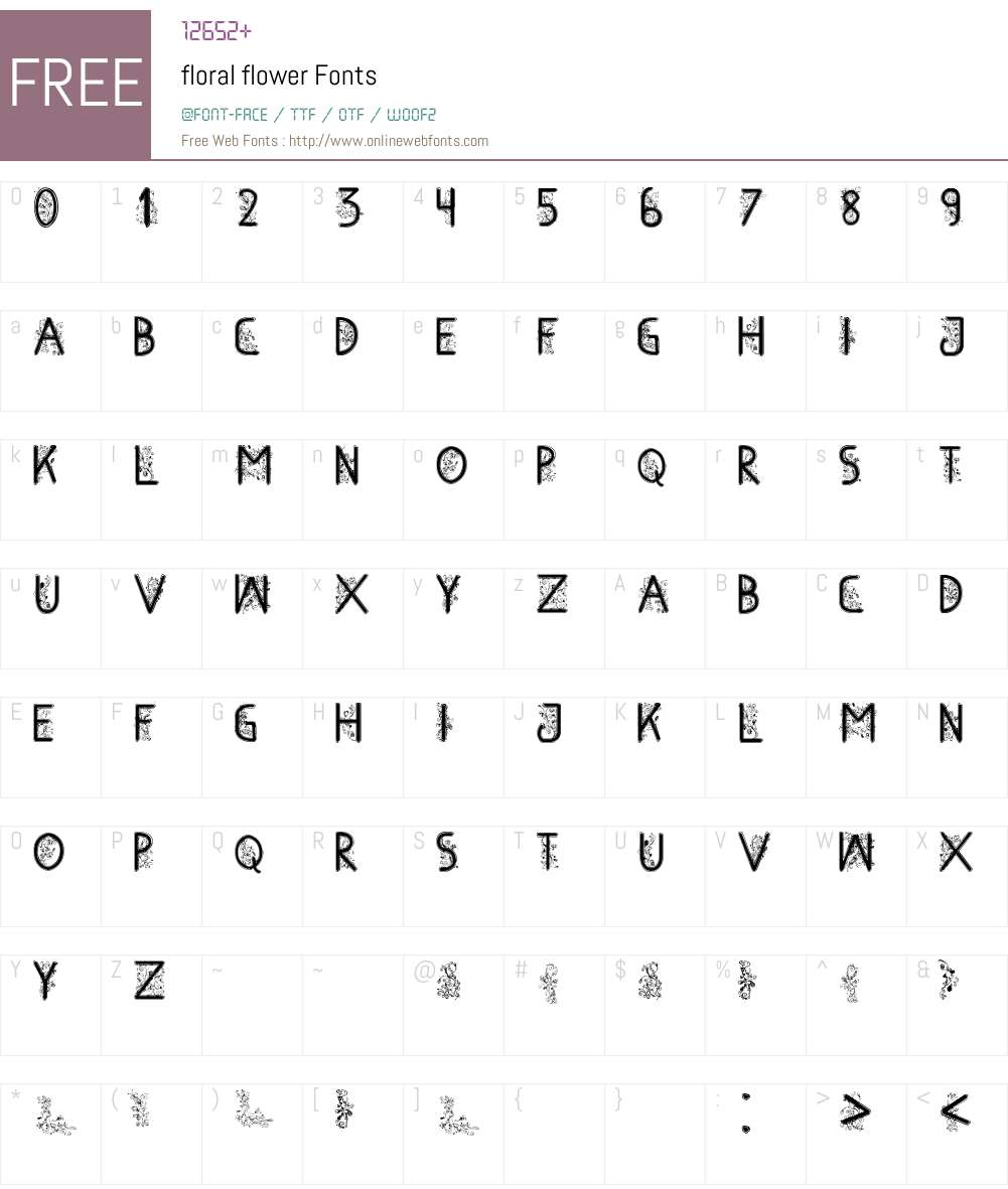 floral flower Font Screenshots