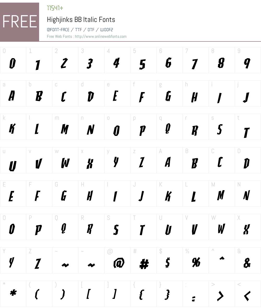 Highjinks BB Font Screenshots