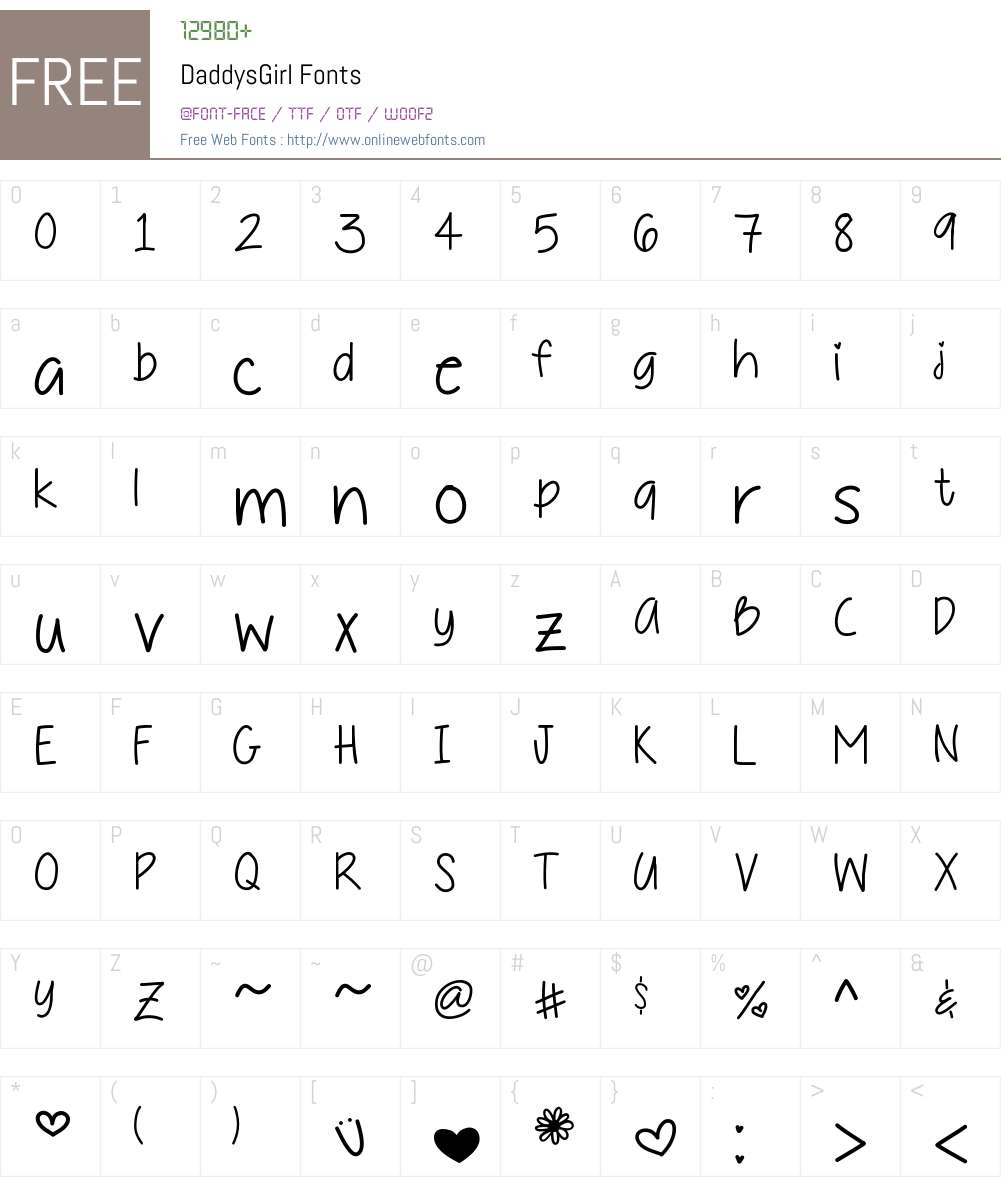 DaddysGirl Font Screenshots
