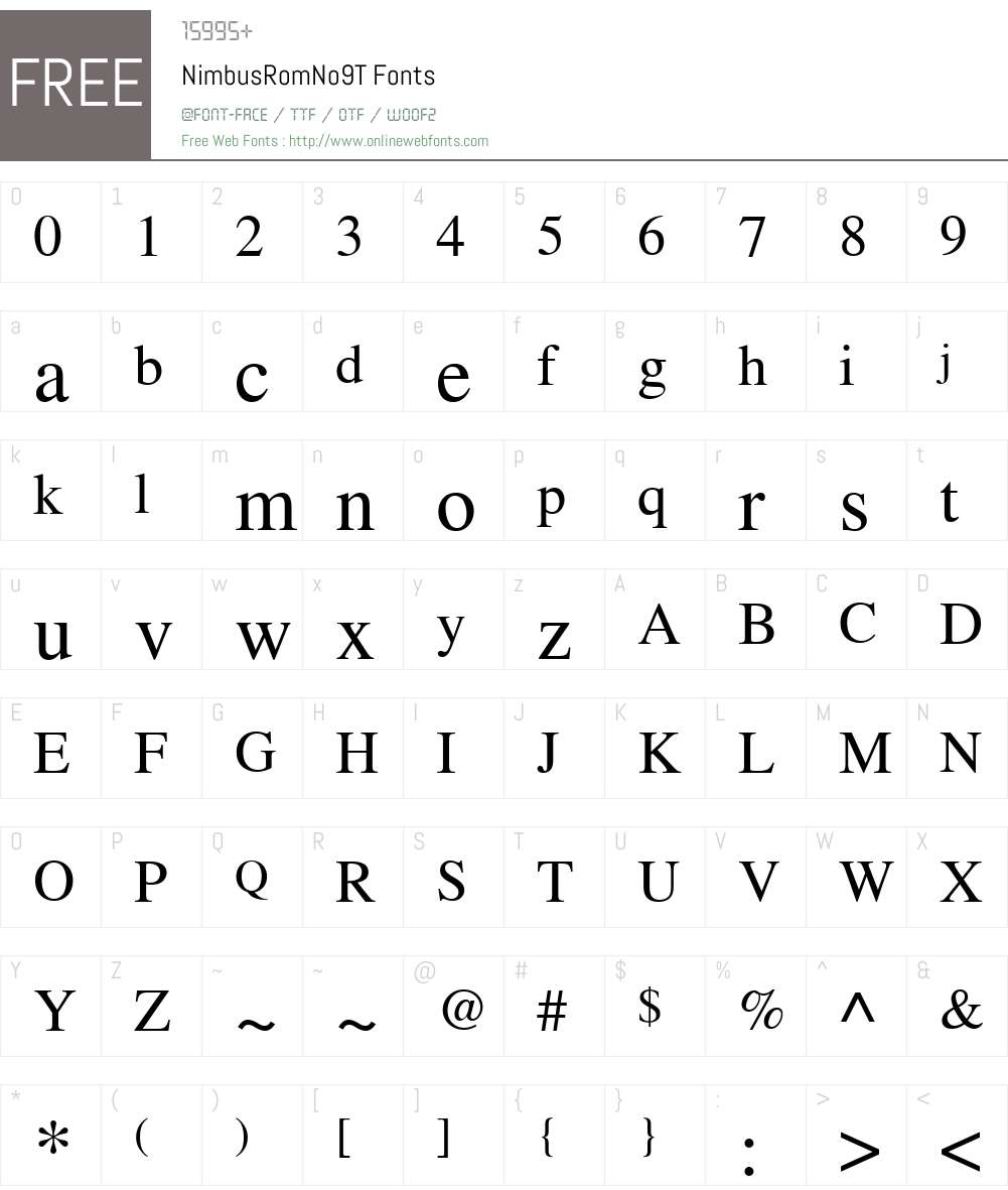 NimbusRomNo9T Font Screenshots