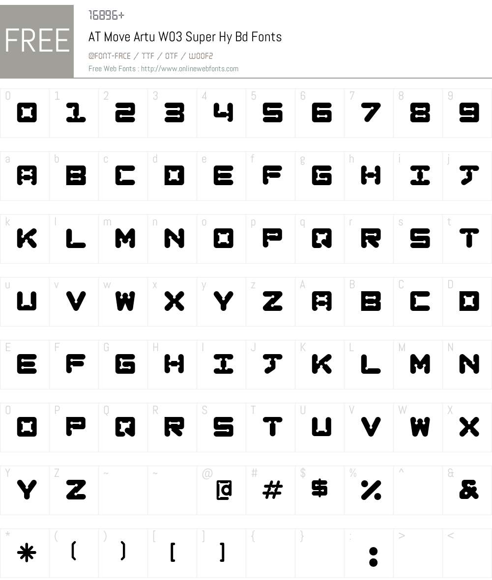 ATMoveArtuW03-SuperHyBd Font Screenshots