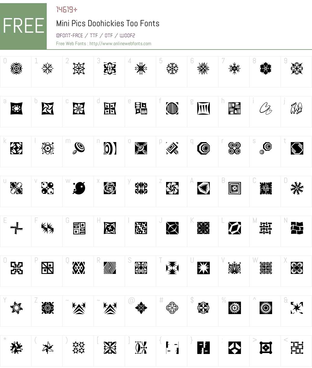 Mini Pics Font Screenshots