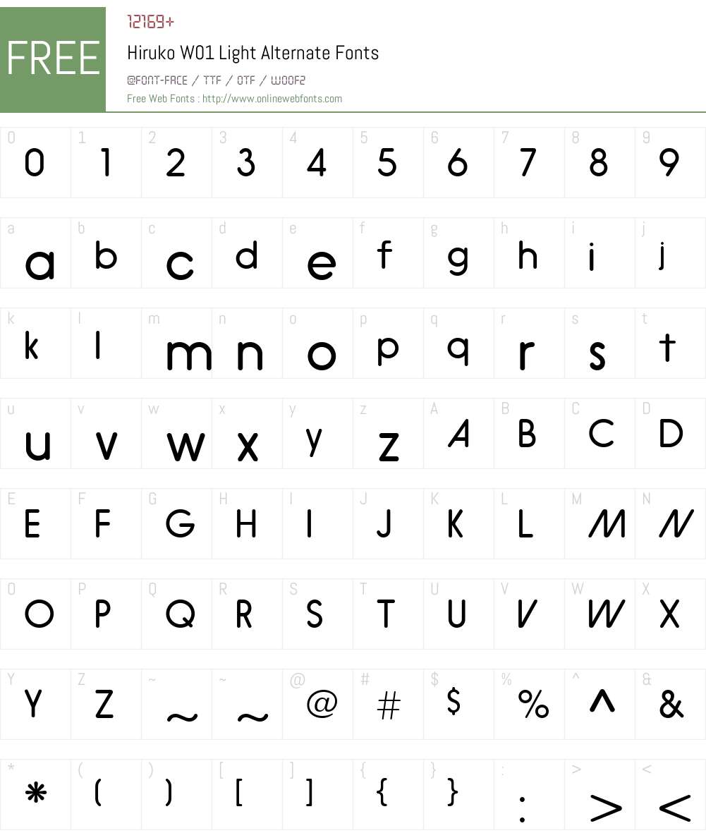 HirukoW01-LightAlternate Font Screenshots