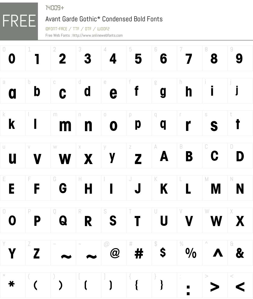 Avant Garde Condensed BQ Font Screenshots