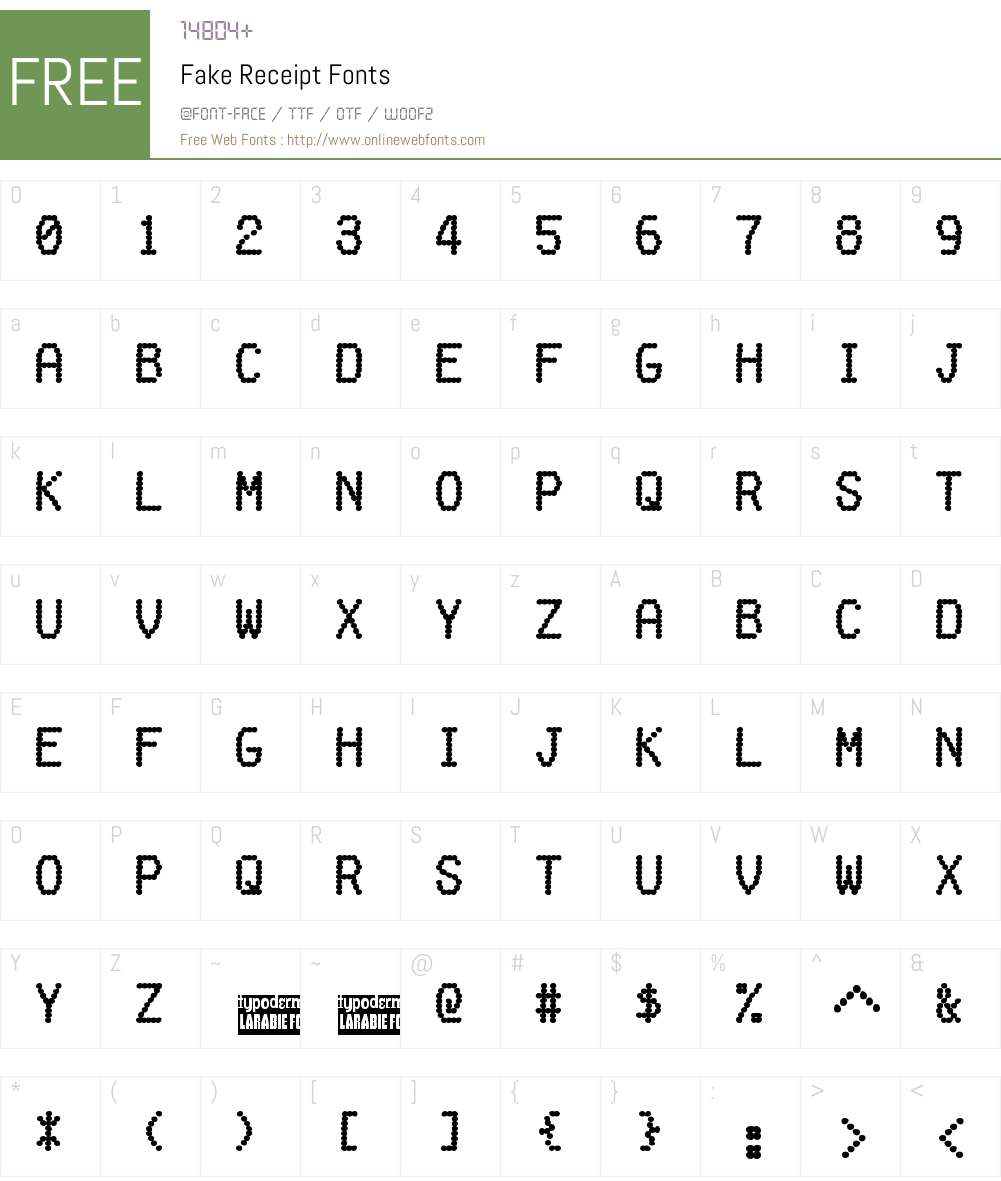 Fake Receipt Font Screenshots
