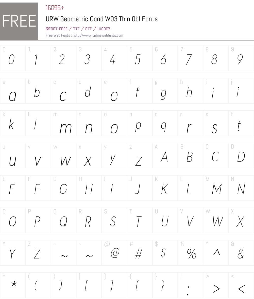 URW Geometric Condensed Font Screenshots