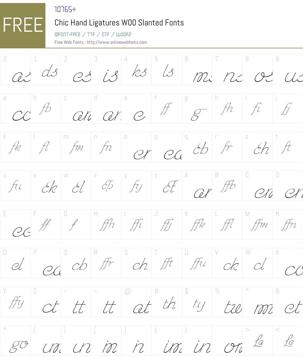 ChicHandLigaturesW00-Slanted Font Screenshots
