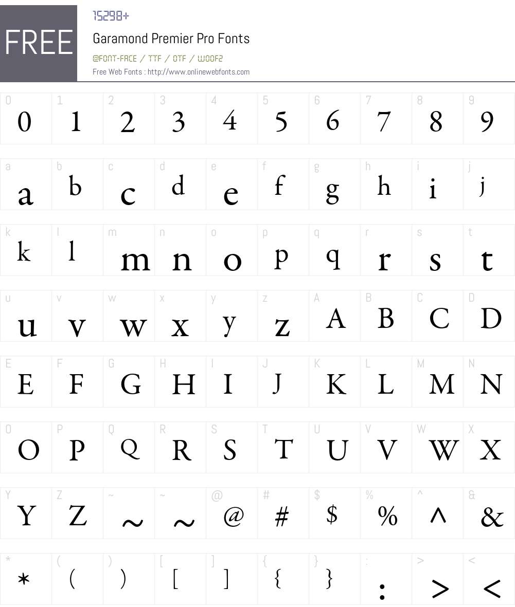 Garamond Premier Pro Font Screenshots