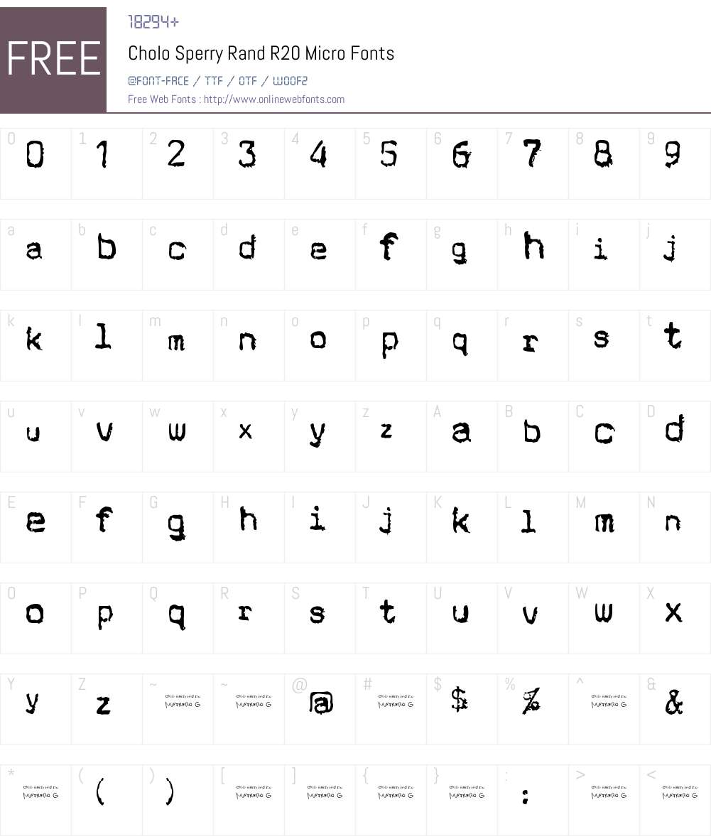 Cholo Sperry Rand R20 Font Screenshots
