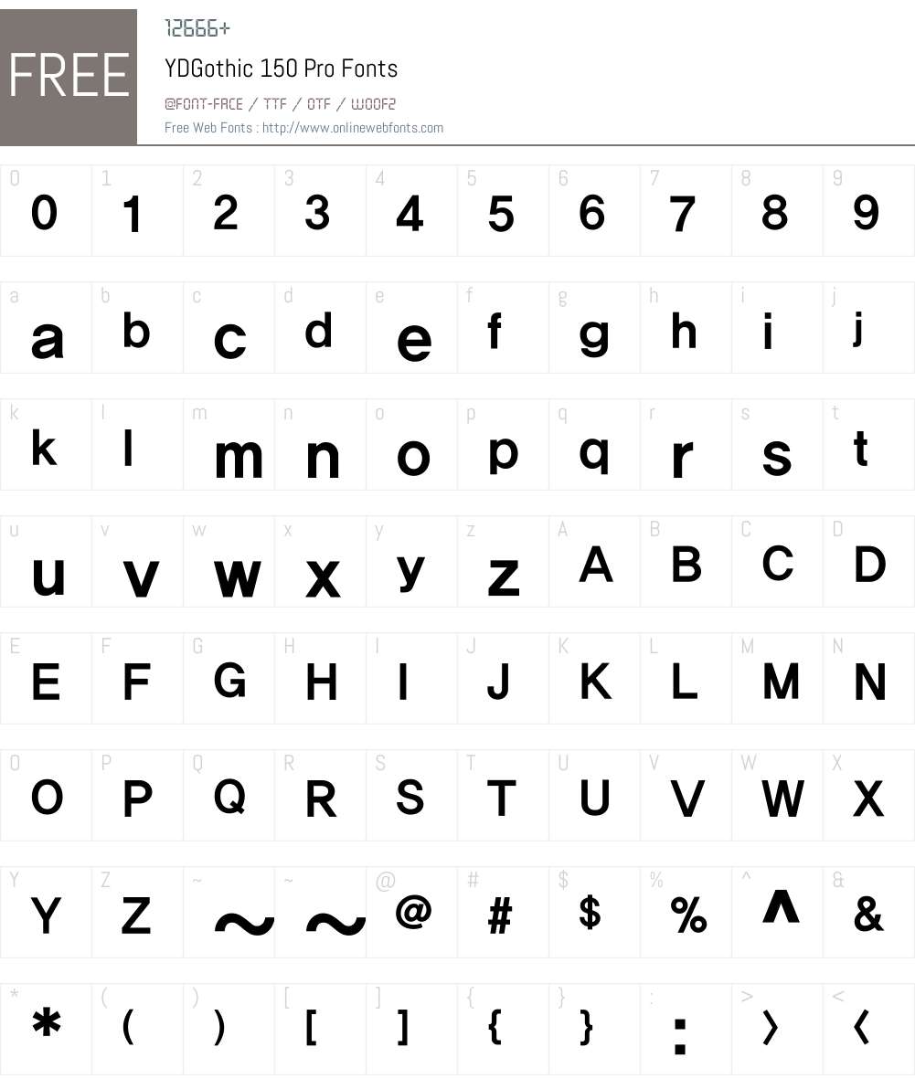 YD Gothic 100 Font Screenshots