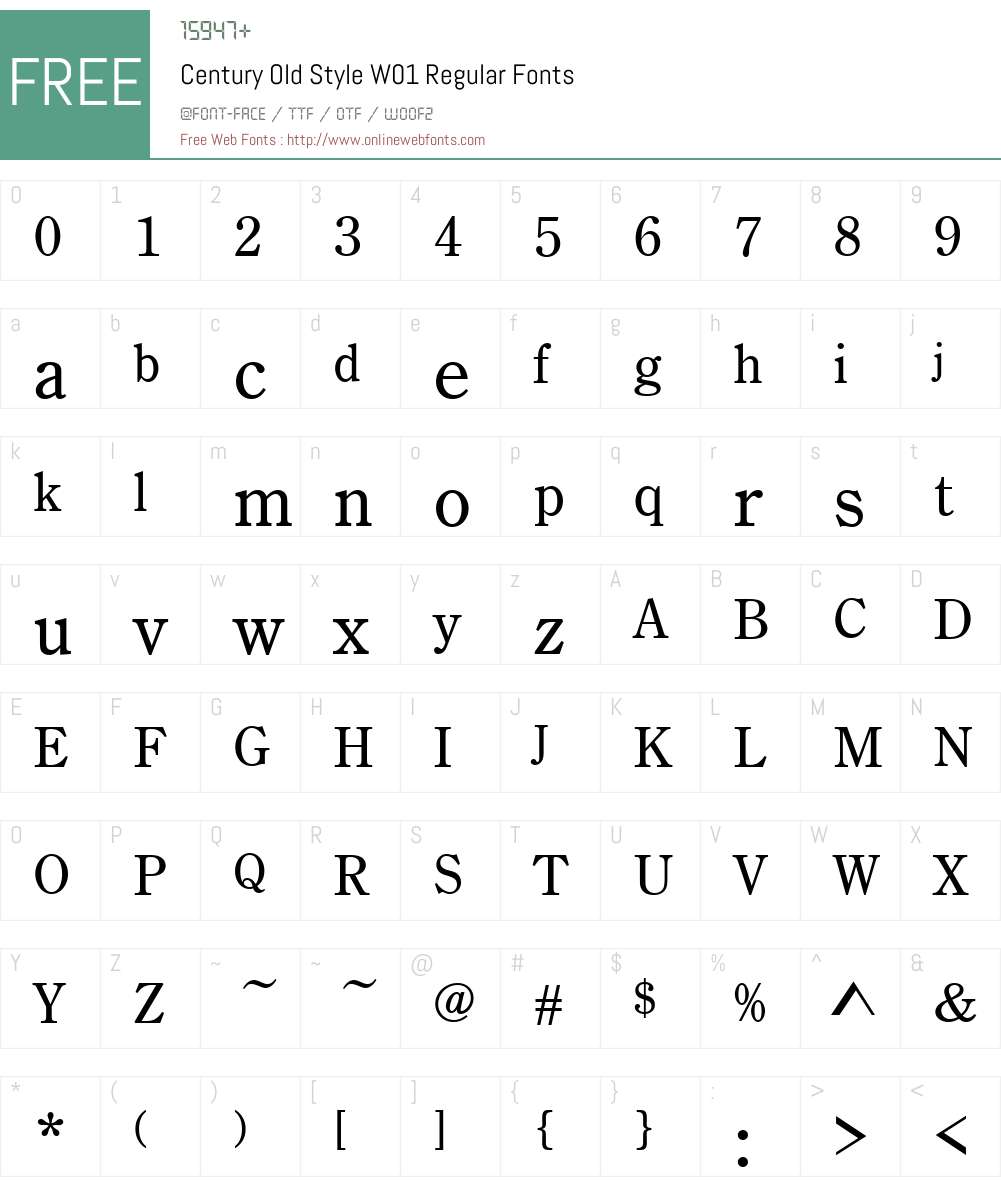 CenturyOldStyleW01-Regular Font Screenshots
